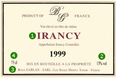 Example of wine label