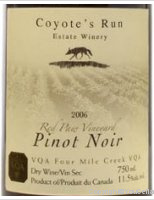 Coyote's Run Red Paw Vineyard Pinot Noir (VQA Four Mile Creek)