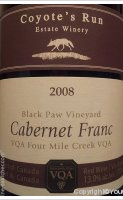 Coyote's Run - Black Paw Cabernet Franc (VQA Four Mile Creek)